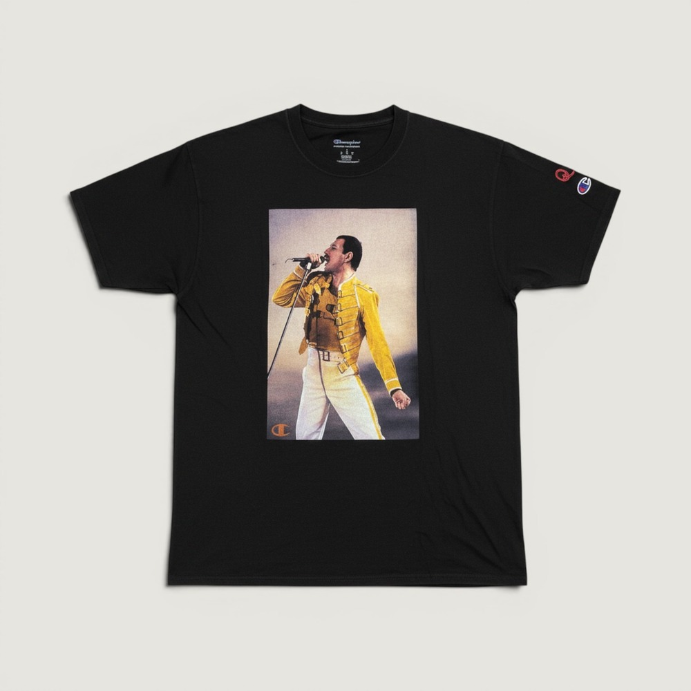 Champion T-Shirt Queen Freddie Mercury Graphic Black Large